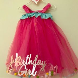 Mud Pie- Pink Tulle Birthday Girl Dress
